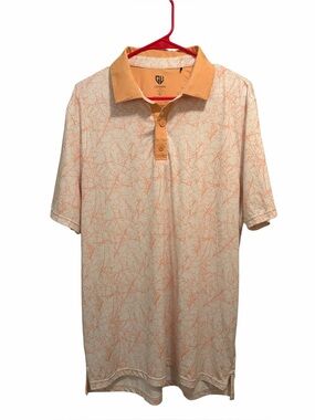 Graham Luxe Men’s Orange/Beige Printed Polo Shirt. Size large. Good condition